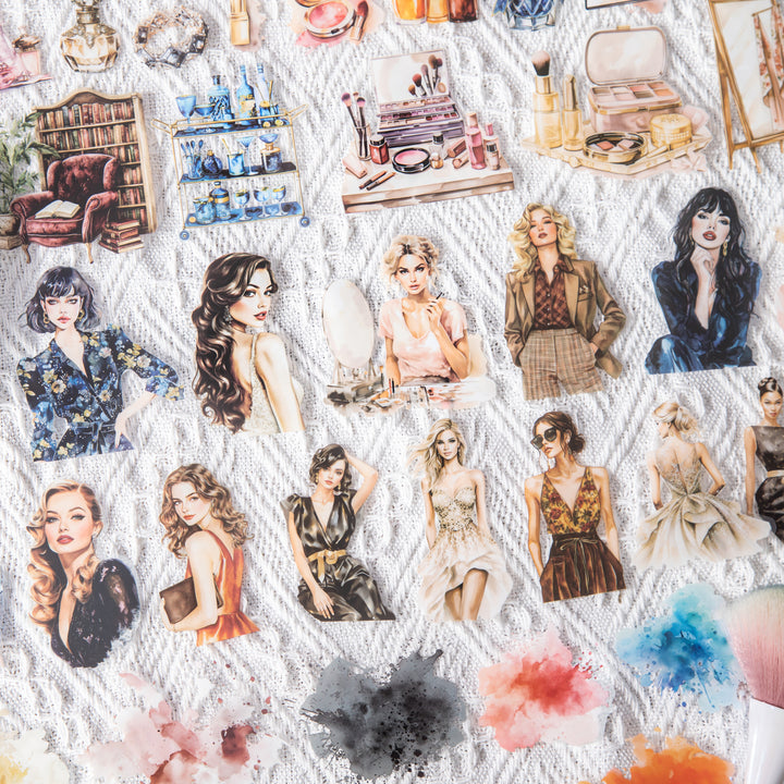 Paris Salon Fashion Stickers Watercolor Girls