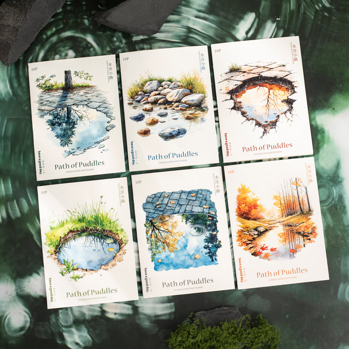 Path of Puddles Stickers Scenery Natural Colorful Scenes