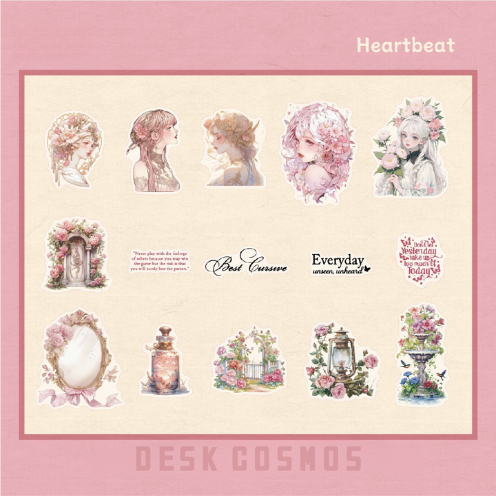 Pearescent Ripple PET Stickers Elegant Girl Floral Butterflies