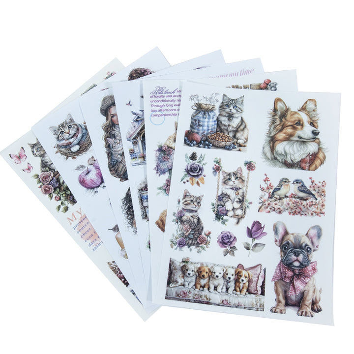 Pet Friends Sticker Set Purple Style Beautiful Design