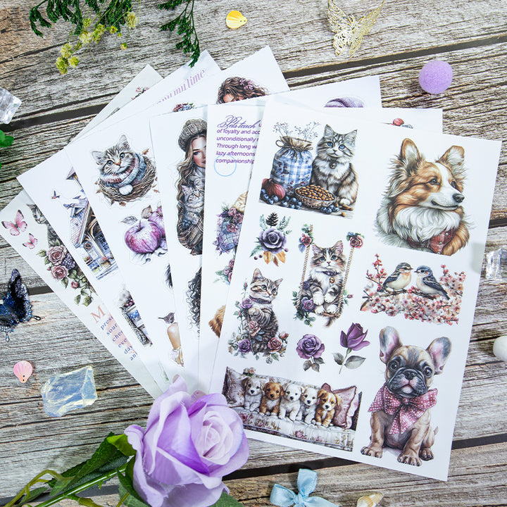 Pet Friends Sticker Set Purple Style Creative Journal Decor