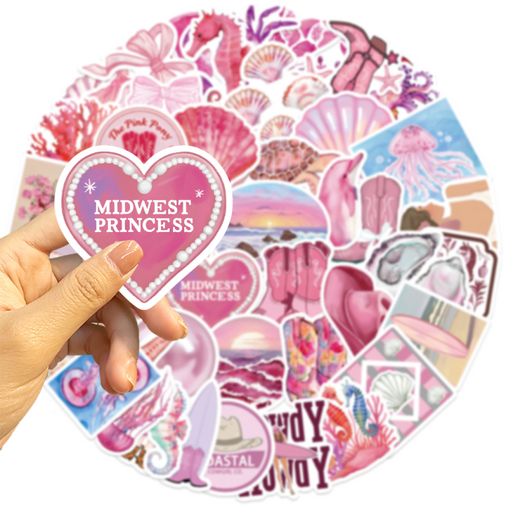 Pink Coast Stickers Cute Ocean Characters for Scrapbookers