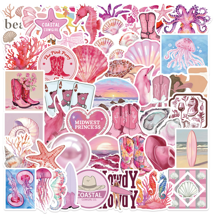 Pink Coast Stickers Sweet Ocean Travel Journal for Scrapbook