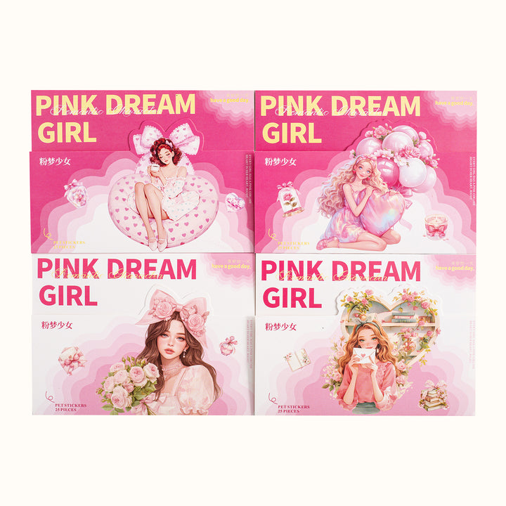 Pink Dream Girl PET Stickers Cute Girl Theme