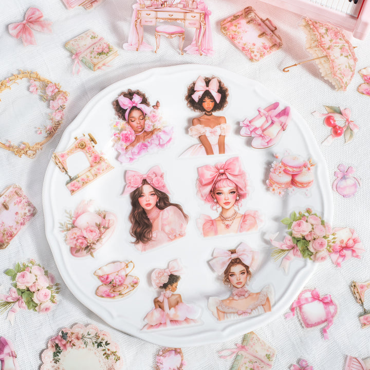 Pink Dream Girl PET Stickers Romantic Girl Theme