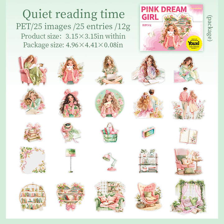Pink Dream Girl Quiet Reading Time Girl Theme