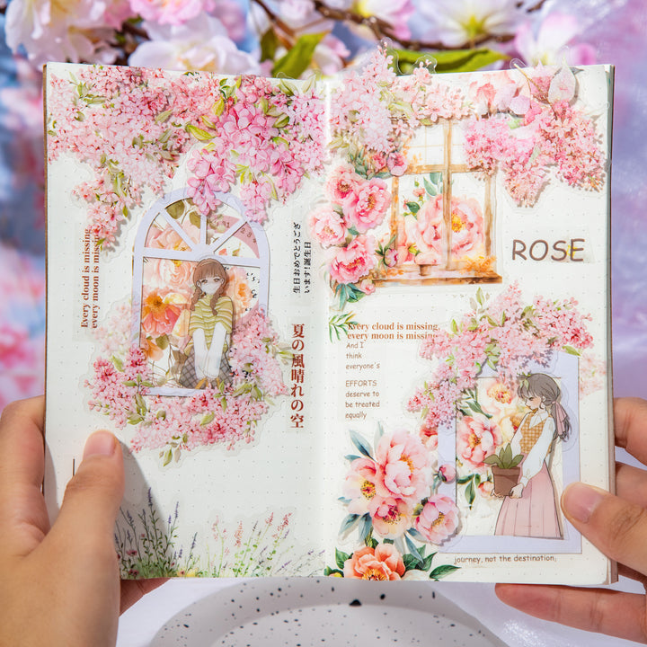 Pink Garden Exquisite Floral Planner Decoration Stickers