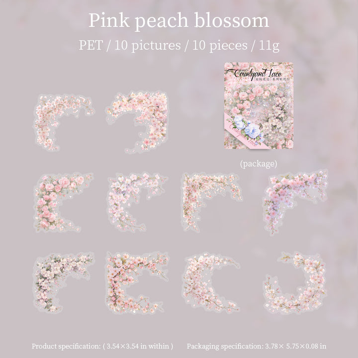 Pink Peach Blossom Floral Border Stickers