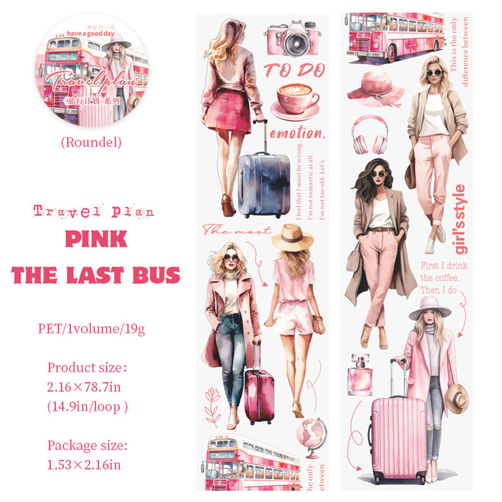 Pink The Last Bus Tape Retro Travel Style Close-up