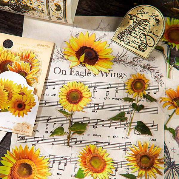 Plant PET Stickers Poetry Leaf Series elegant journaling material
