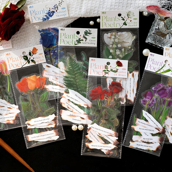 Plants and Poetry Series Floral Romance Journal Stickers