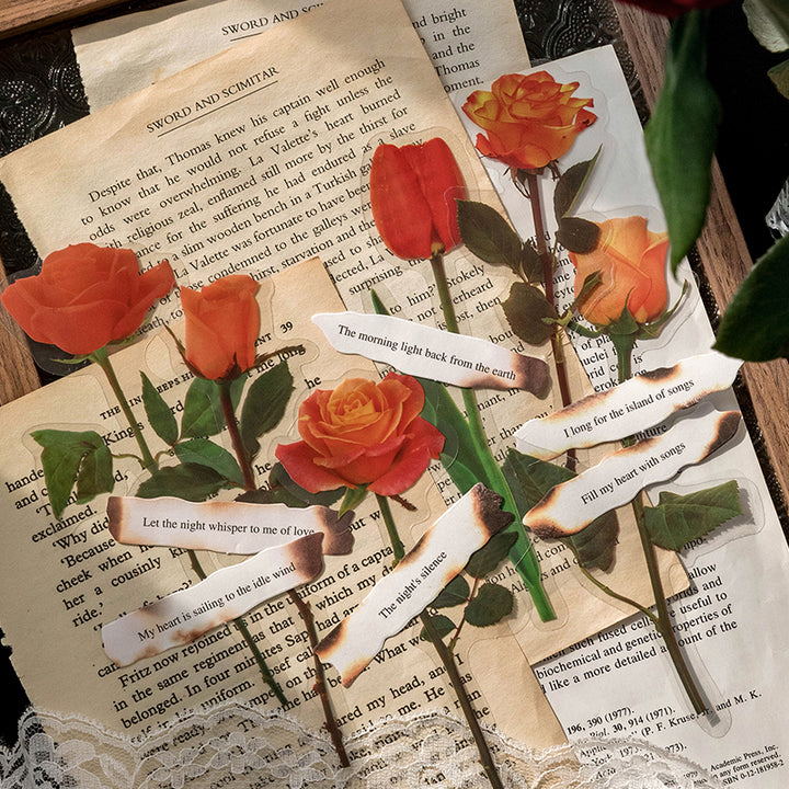 Plants and Poetry Series Vintage Romance Journal Stickers