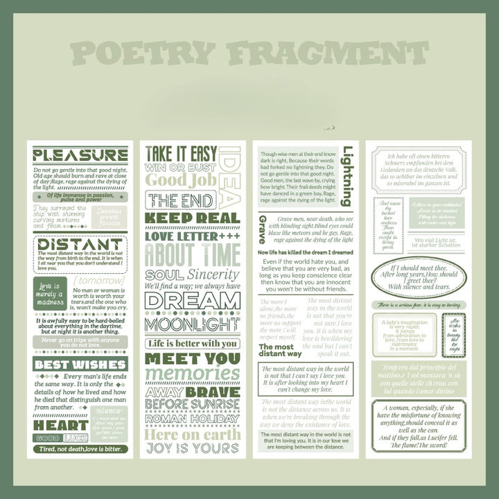 Poetry Fragments Washi Tape Stickers for Planner Decoration