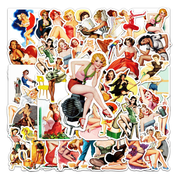 Poster Girl Retro Stickers Sexy for Artistic Collage