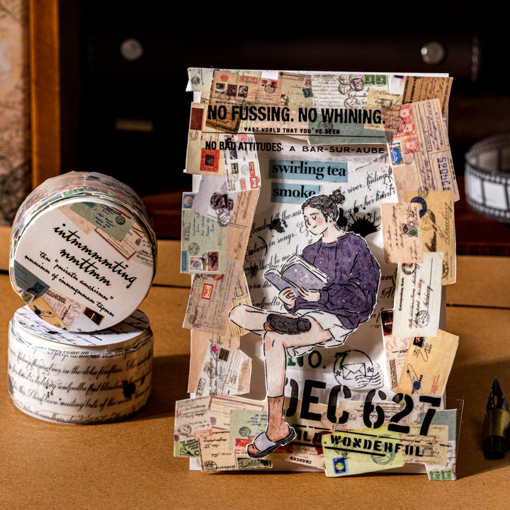 Private Archives Vintage Washi Tape Textured Background Tape Retro Collage Tape