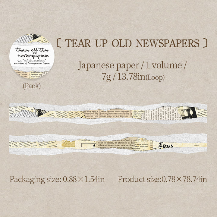 Private Archives Vintage Washi Tape Textured Background Tape Retro Collage Tape for Personal Decoration