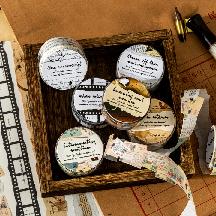 Private Archives Vintage Washi Tape Textured Background Tape Retro Style Collage Tape