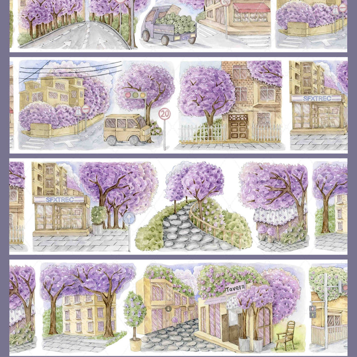 Purple Alley Flowers PET Tape Artistic Style Suitable For Creative Crafts