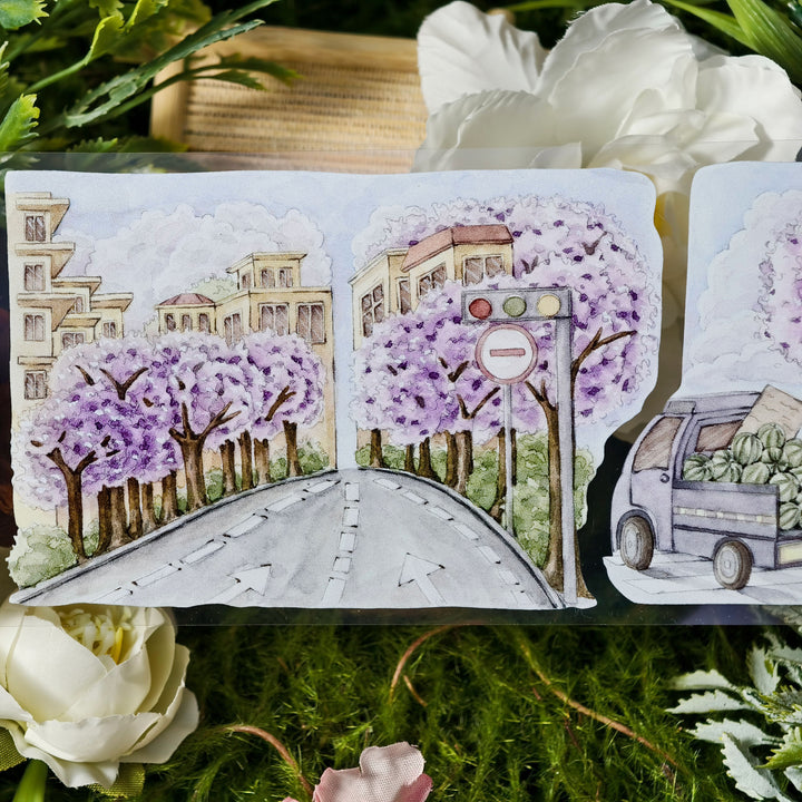 Purple Alley Flowers PET Tape Creative Design Suitable For DIY Decoration