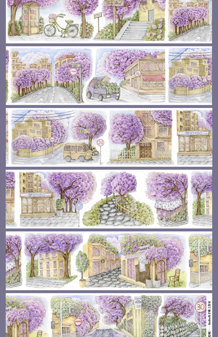 Purple Alley Flowers PET Tape DIY Scrapbooking Tool