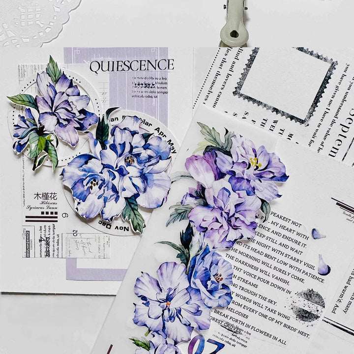 Purple Vintage Flower Tapes Creative Series Romantic Decorative Floral Tape
