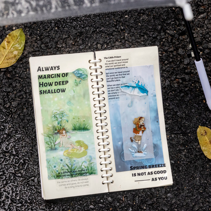 Qing Ning after the rain Die Cut Stickers for Weather and Floral Themes