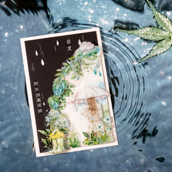 Qing Ning after the rain Floral and Weather Stickers for Personal Decoration