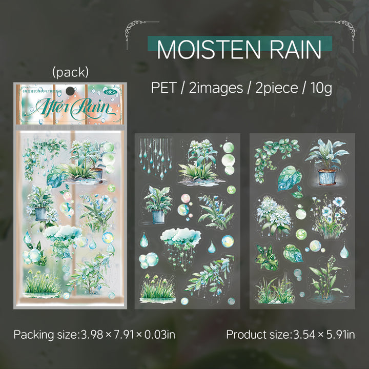 Qing Ning after the rain MOISTEN RAIN Weather Floral Die Cut Sticker
