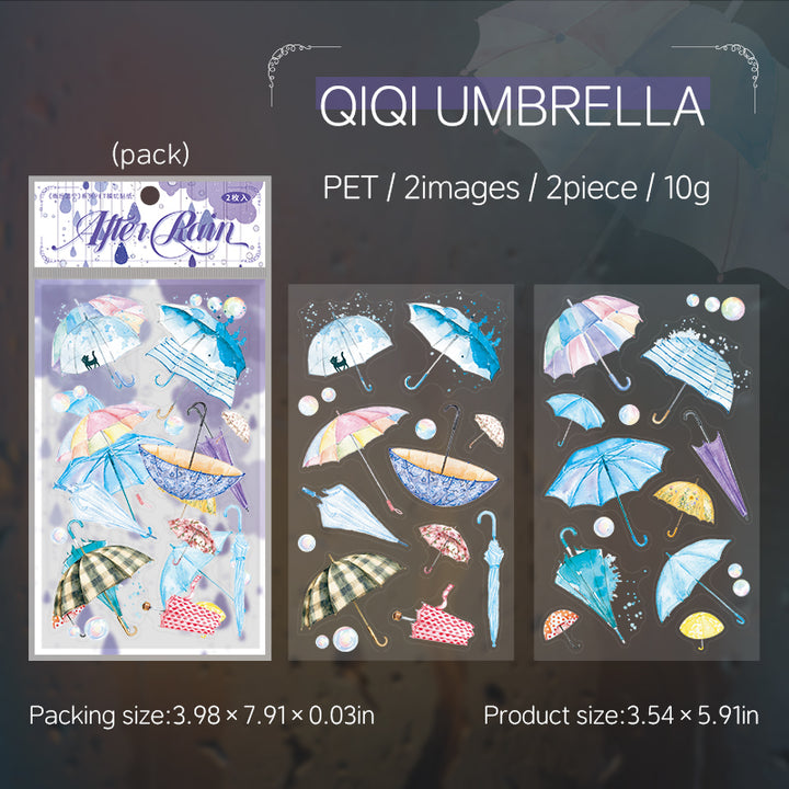 Qing Ning after the rain QIQI UMBRELLA Weather Floral Die Cut Sticker