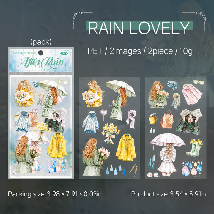 Qing Ning after the rain RAIN LOVELY Floral Die Cut Weather Sticker