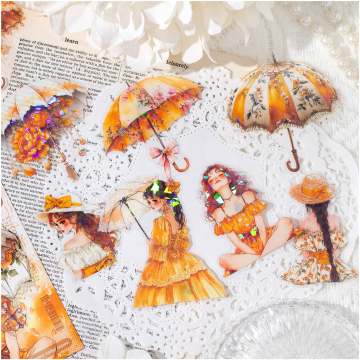 Qisi Rainy Season Stickers Fashion Characters Elegant Look