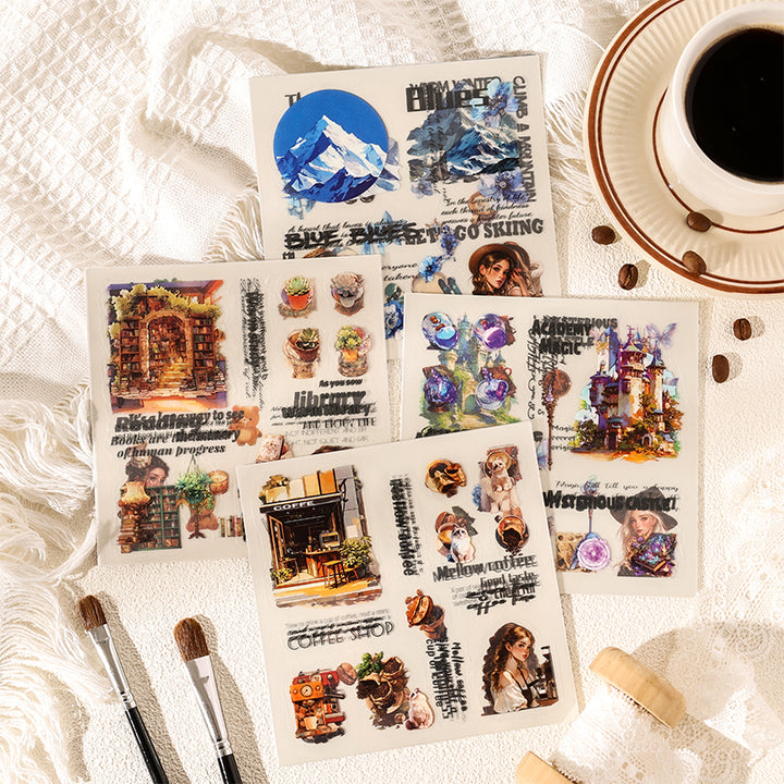 Quiet Courtyard Character Stickers for Creative Journals