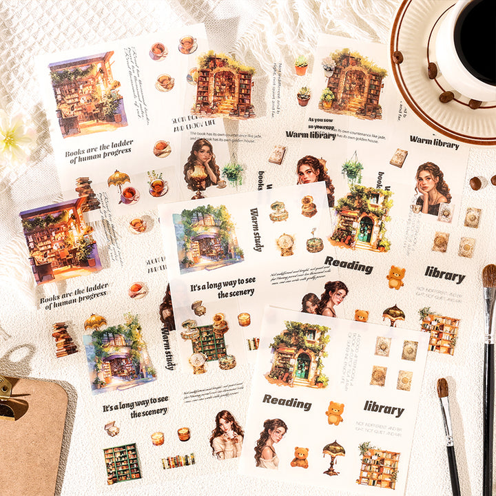 Quiet Courtyard Vintage Journal Stickers for Custom Diaries