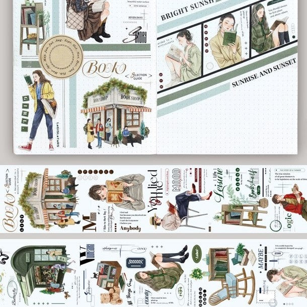 Reading Moment Coffee PET Tape Collage Stationery