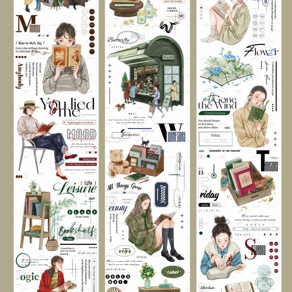 Reading Moment Coffee PET Tape Suitable for Diary Creation