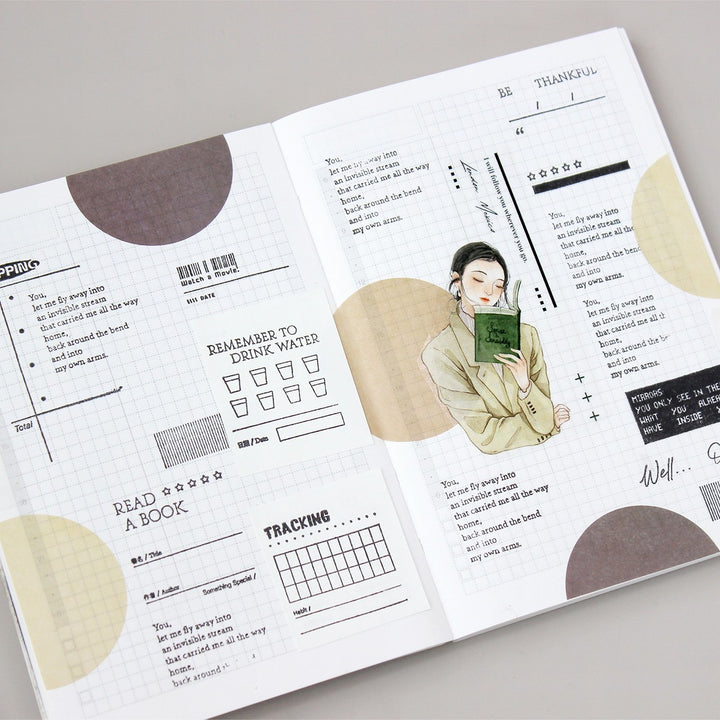 Reading Moment PET Tape Characters Suitable for Decorative Planners