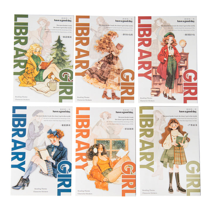 Reading Stickers Cozy Girl Library Girl Aesthetic Stationery