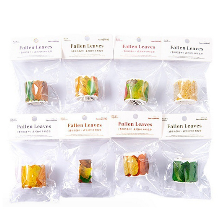 Display the Packaging Size of Realistic Leaf Vintage Washi Stickers