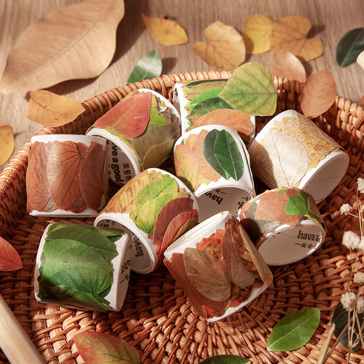 Showcase the Appearance of Realistic Leaf Vintage Washi Stickers