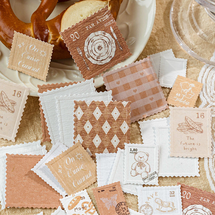Relief Stickers Paper Stamp Series Postage Style Decorative Paper