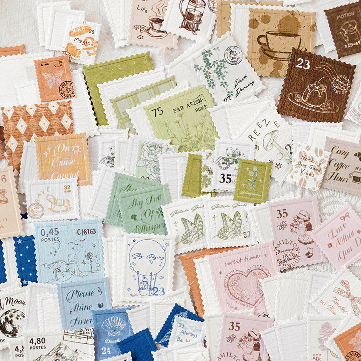 Relief Stickers Paper Stamp Series Vintage Relief Stamps Set