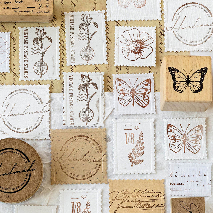 Relief Stickers Paper Stamp Series Washi Sticker Pack for Journaling