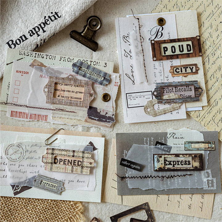 Retro Archive Rusted Metal Cardstock Stickers DIY Planner Supplies