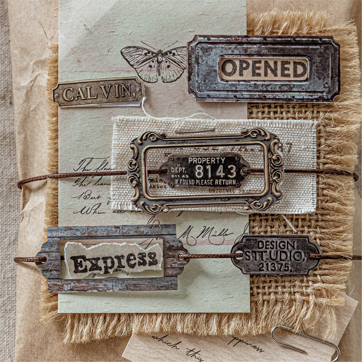 Retro Archive Rusted Metal Cardstock Stickers Scrapbooking Projects