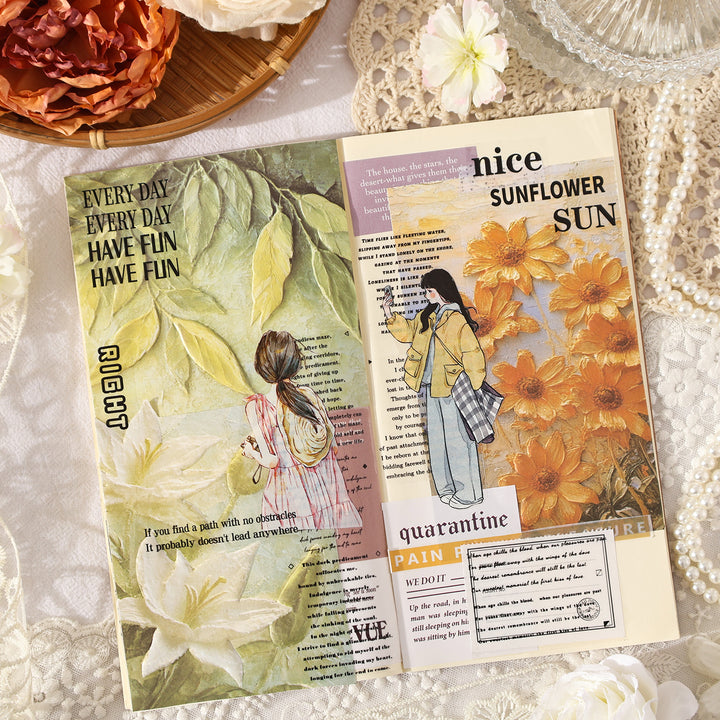 Retro Art Floral Craft Paper Dream of Hiding Flowers for DIY Projects