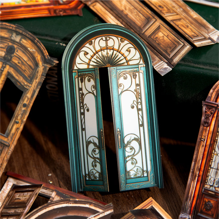 Retro Gate Cardstock Stickers DIY Paper Craft Supplies