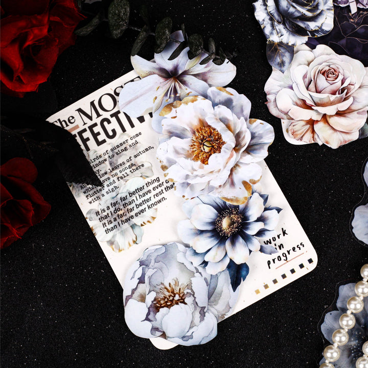 Retro Ink Rhyme Flower PET Stickers Scrapbook Style