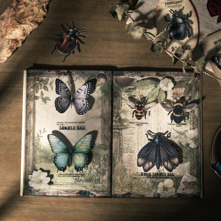 Retro Insect Collector Paper Stickers Decorative Vintage