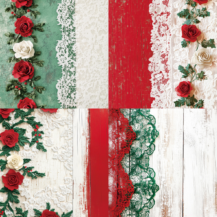 Retro Lace Border Craft Paper Floral Background Paper