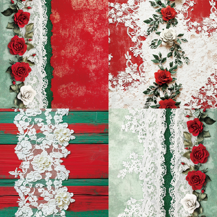 Retro Lace Border Craft Paper Floral Background Paper with vintage floral design